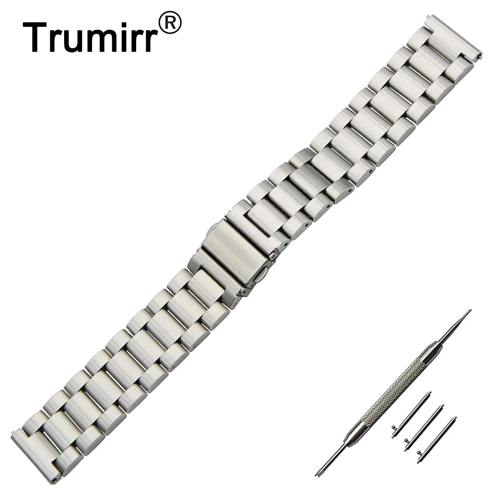 18mm 20mm 22mm Stainless Steel Watch Band +Quick Release Pins for Timex