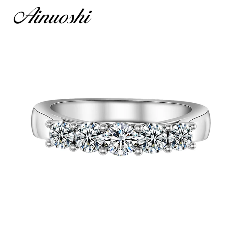 

AINUOSHI SONA Drill Stones Silver Engagement Wedding Ring Band Round Cut Wholesale 925 Sterling Silver Promise Bridal Ring Gift
