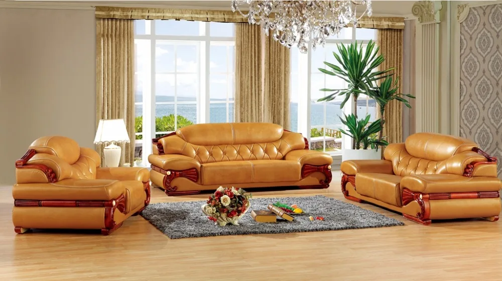 Antieke Europese Lederen Sofa Set Woonkamer Made In China Antieke Europese Lederen Sofa Set