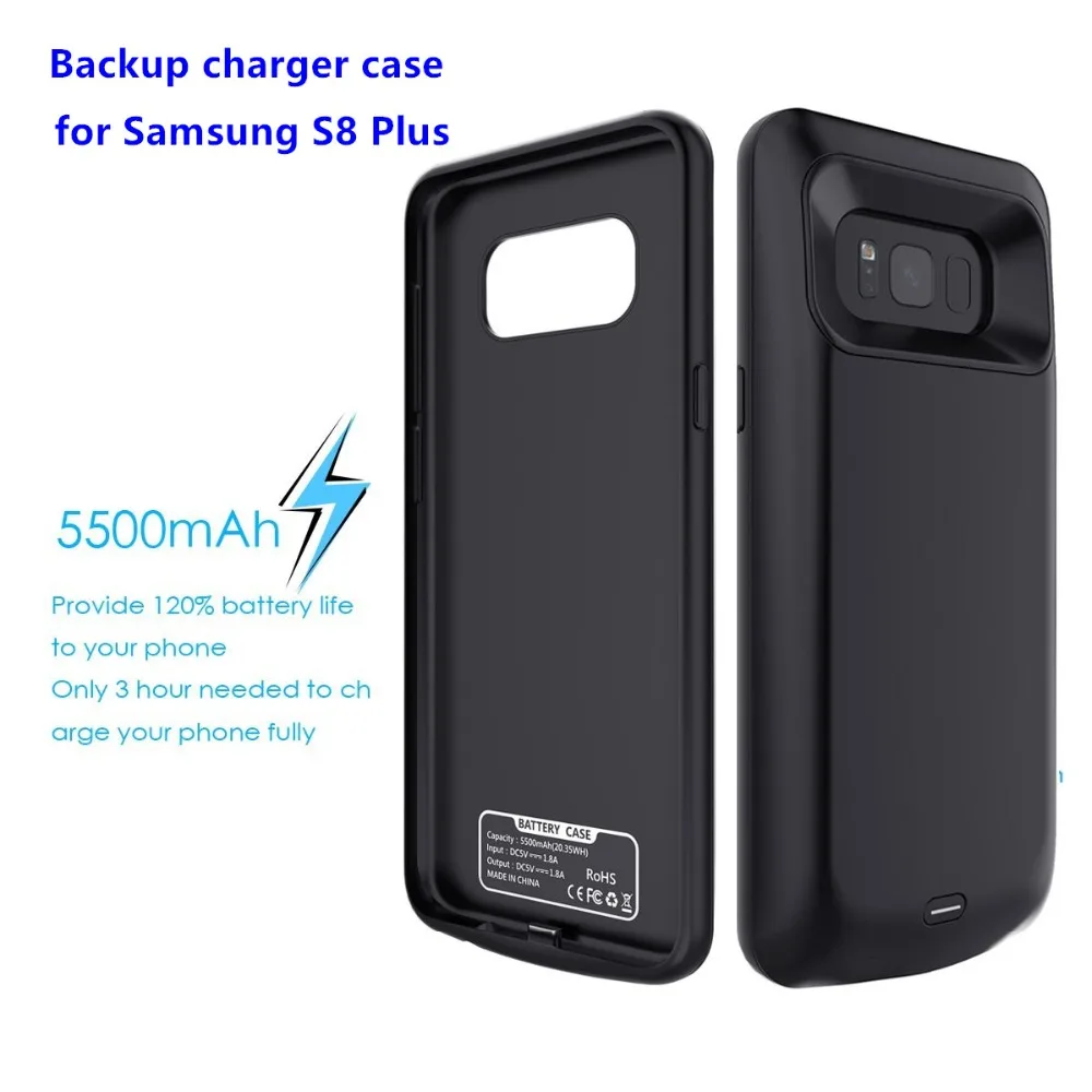 

Free shipping Power case For Samsung S8 Plus 5500mah Portable Charger Rechargeable External Backup Battery Power Bank