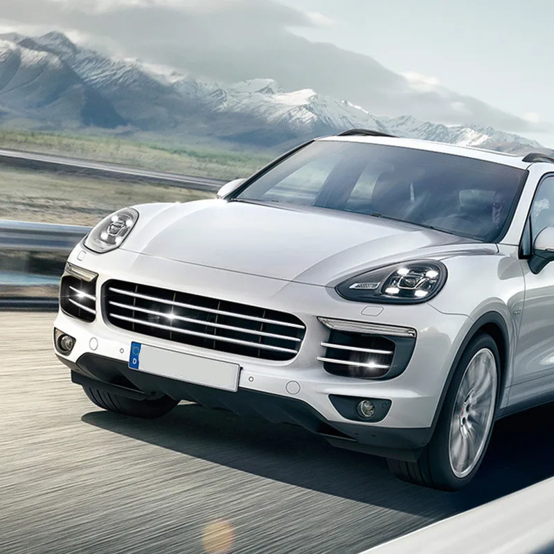  Stainless Steel Car Grille Cover Fog Lamp Mouldings Trim for Porsche Cayenne 2015 2016 2017 Styling