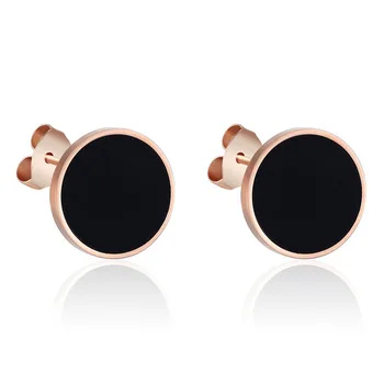 New Arrival Enamel And Shells Rose Gold Stud Earrings For Women And Men Girls Titanium Steel Earrings Wholesale Piercing Jewelry