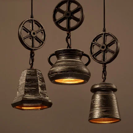 Nordic Style Loft Pendant Lamp Coffee Shop Suspension Luminaire Ceramic Vintage Pendant Light Creative Bar Art Deco Lighting