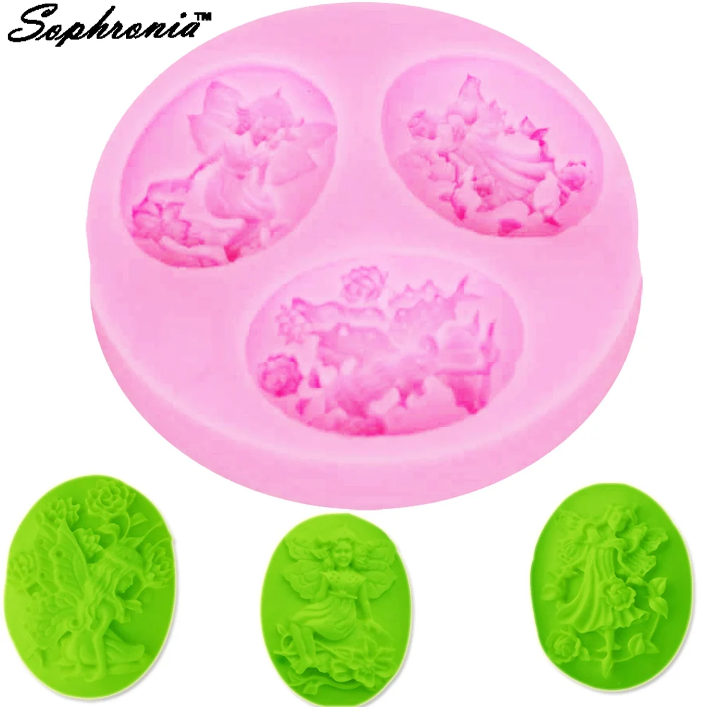 10pcs/set F1186 1 piece Flower Fairy Angel Silicone Mold Resin Clay Candy Molds Gumpaste Chocolate Moulds | Дом и сад