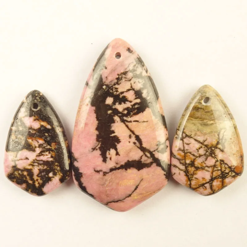 Beautiful 3Pcs/Set 31x20x6m 50x28x7mm Rhodonite Inverted Triangle Pendant Bead Th180519(Send Randomly) | Украшения и аксессуары