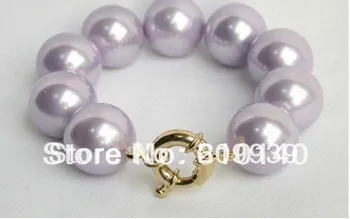 

00365 20mm round lavender south sea shell pearls Bracelet 2pc