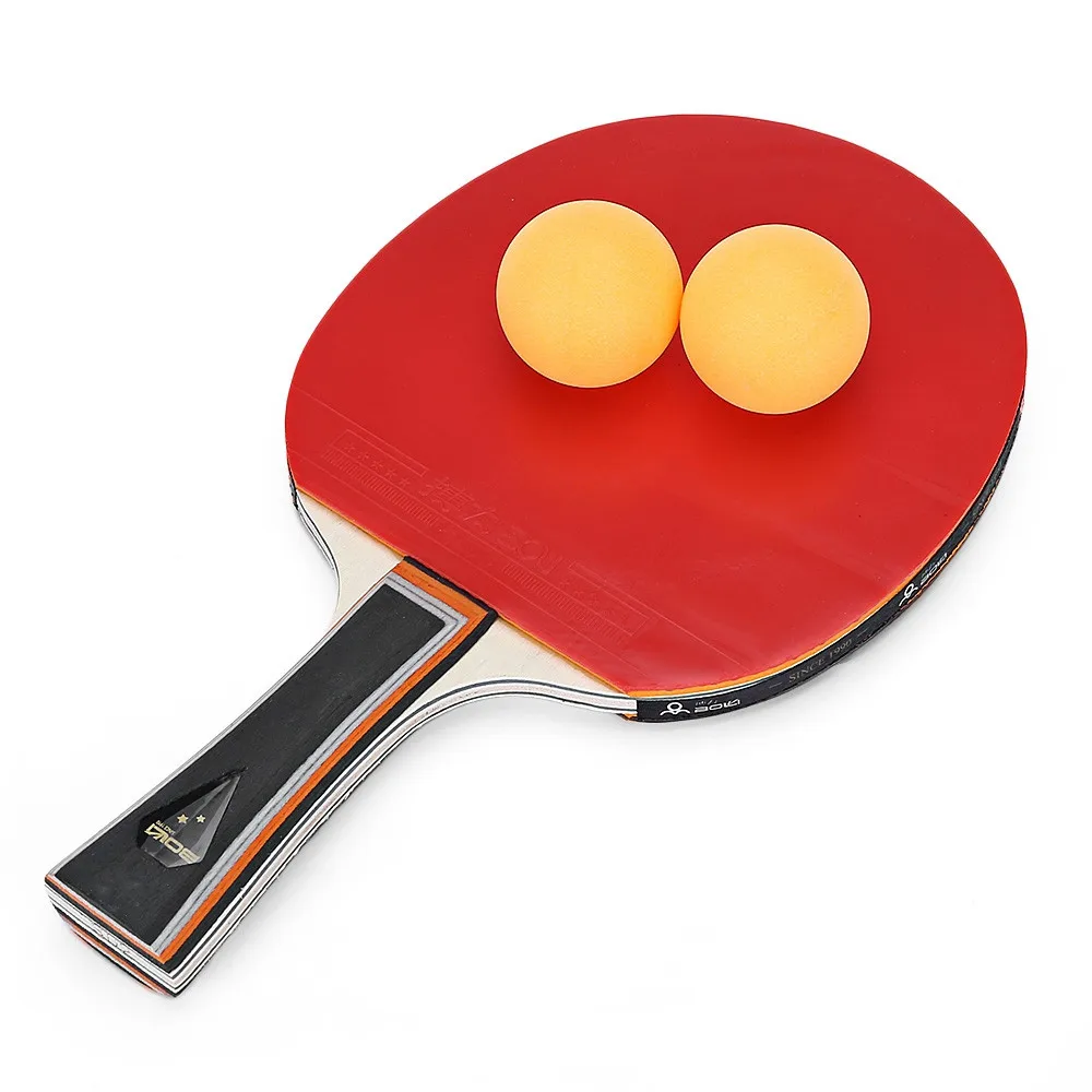 

Super Glue 1 Piece/Set Table Tennis Paddle Ping Pong Racket Two-Side Rubber 7 Layers Wood Long Pad Sets With 2 Balls