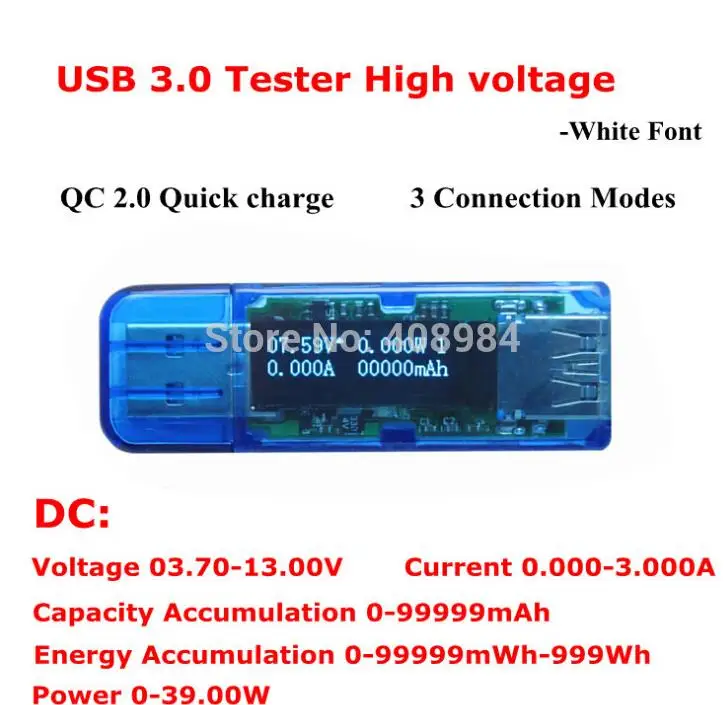 50 шт. USB 3,0 зарядка белый 4 бит измерительный вольтметр амперметра тестер мощности питания измеритель напряжения тока usb power bank 20% off