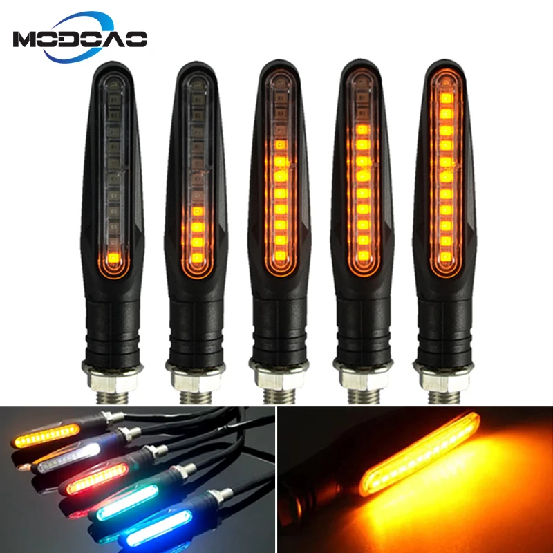 

Universal Motorcycle LED Flexible Turn Signal Indicator Amber Light Flicker Bendable Tail Indicator Flasher pack of 2