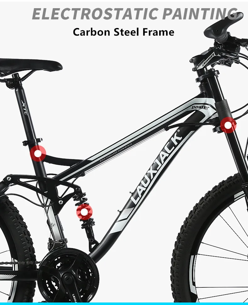 Discount New Brand Mountain Bicycle Carbon Steel Soft Tail Frame Dual Disc Brake 27 Speed Suspension Front Fork Bike Downhill Bicicleta 2