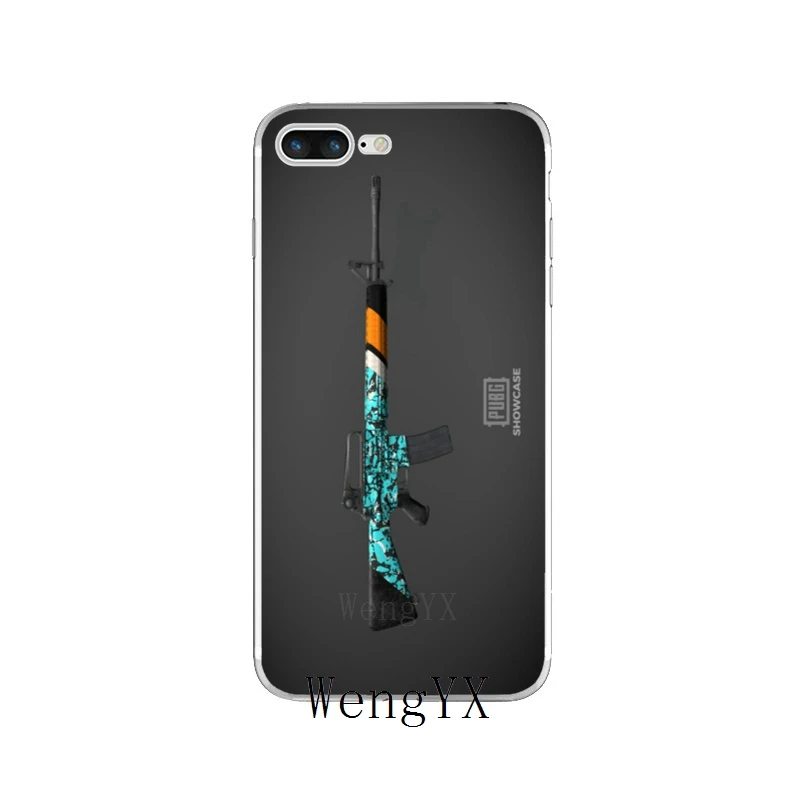 WengYX popular game PUBG gun print silicone Soft phone case For Huawei Honor 4C 5A 5X 5C 6 Play 6X 6A 6C pro 7X 8 9 Lite V8 V10