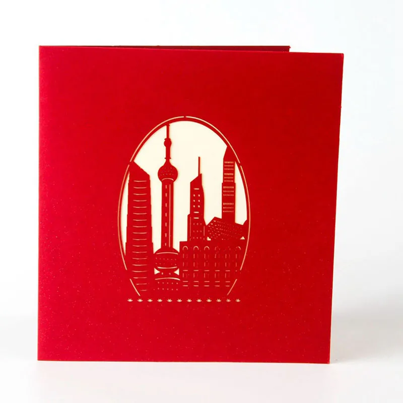  3D Laser Cut Handmade Shanghai Architecture Paper Invitation Greeting Cards PostCard Business Festi - 32791385711