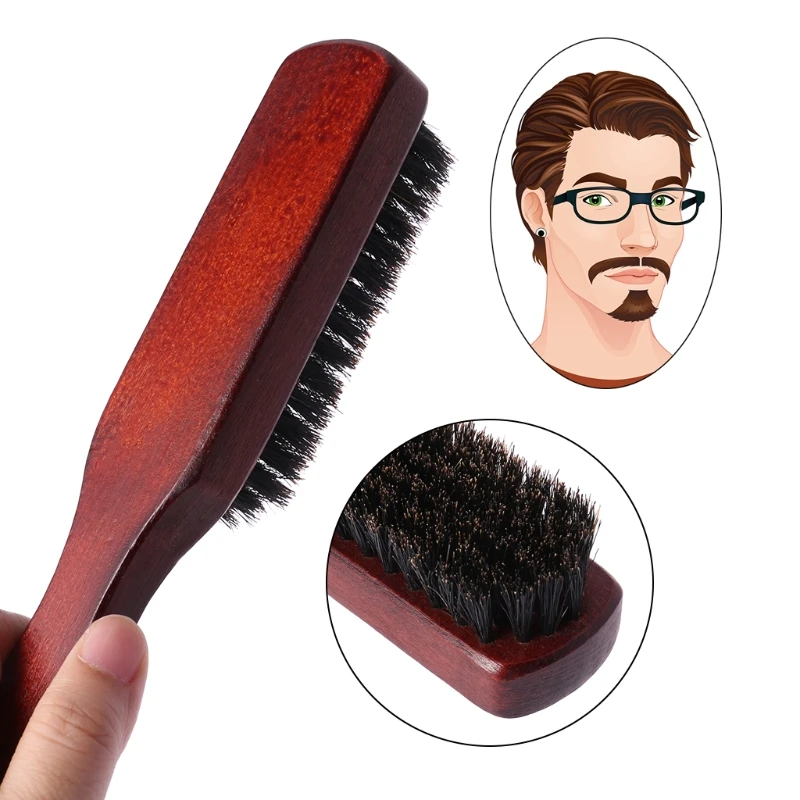 Волосы кисточка с деревянной ручкой кабан щетины борода гребень укладки распутывание выпрямления волос