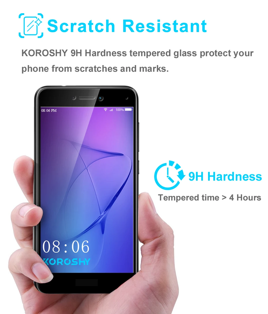 KOROSHY Full Cover Tempered Glass for Huawei Honor 8 Lite Pro 8Lite 8Pro Screen Protector 2.5D 9H Scratch Resistance Glass Film (5)