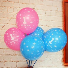 10pcs Or 5pcs/Set 1st Birthday Balloon 12 inch Blue Pink Clear Round Printed Baloon Baby Birthday Party Decorated Toys