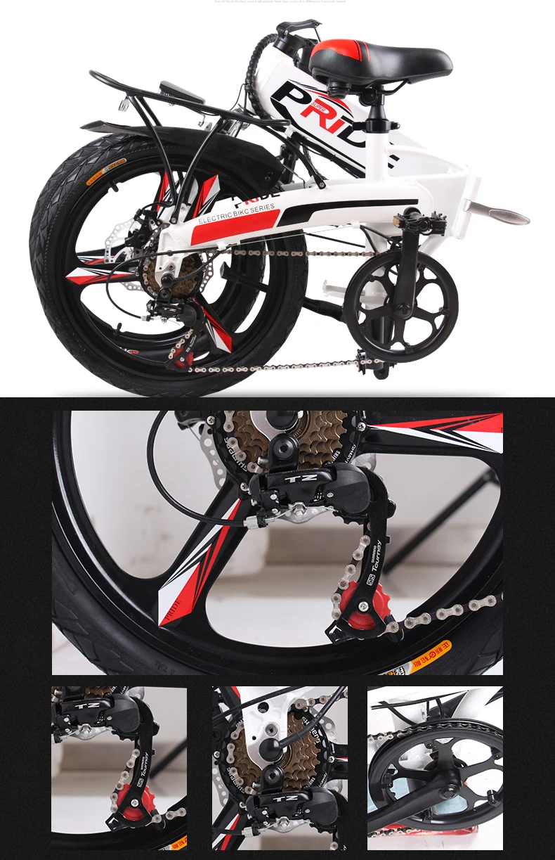 Электрический велосипед 20 дюймов алюминиевый складной электрический велосипед 48V12. 5A литиевая батарея 350 Вт Мощный скутер горный e велосипед Снежный велосипед