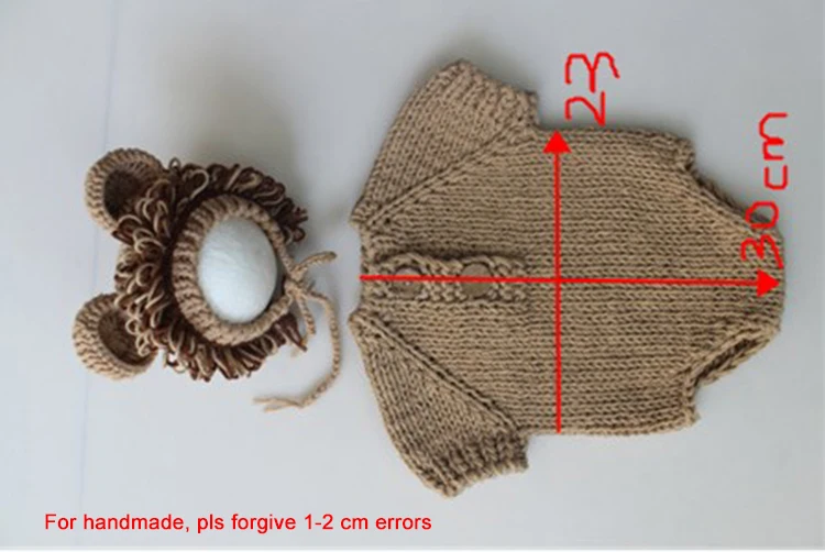 Одежда для фотосъемки новорожденных мальчиков и девочек, вязаная шапка с милым рисунком льва+ свитер, 2 предмета, Bebe Pictures, детская одежда для фотосъемки