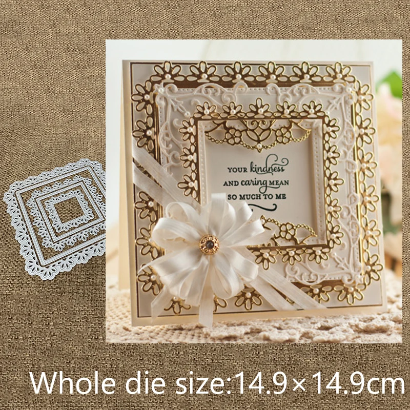 

New Design Craft Metal Cutting Die cut die 5pcs flower square frame scrapbooking Album Paper Card Craft Embossing Die Cut