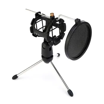

Microphone Tripod Stand Desktop Microphone Bracket with Shock Mount Mic Mikrofon Holder Clip and Filter