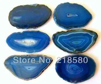 

H-AS03 10pcs Blue Stripped Agat Slice Beads 5cm-9cm Long Random In Shape