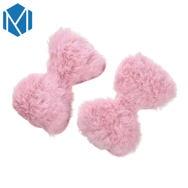 

M MISM 1 Pair Lovely Children Hairpins Bowknot Shape Soft Hairy Hair Clip Hair Jewelry Women Girls Headdress Hair Accessories