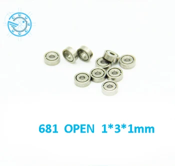 

50pcs 681 1x3x1mm Miniature ball Bearings mini open bearing 1*3*1 mm 681open ABEC-1 Free shipping