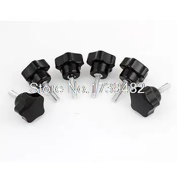 

6 Pcs 32mm Star Head Dia M6 x 25mm Male Thread Screw On Type Clamping Knob