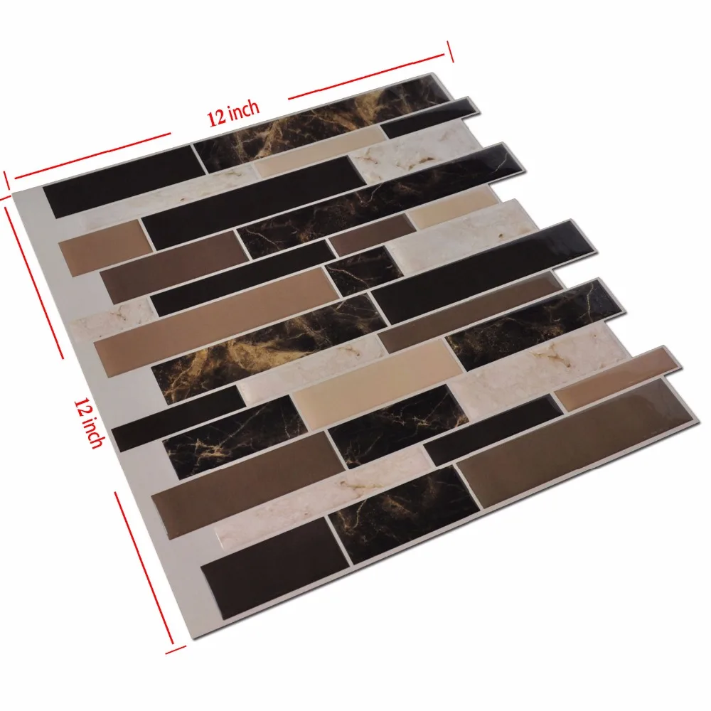 6 плитки пилинг и палка обои виниловые наклейки кухня щитка плитки, 1" x 12" мраморный дизайн