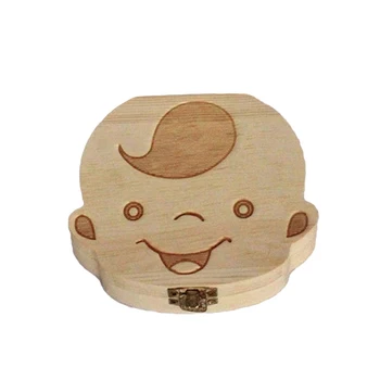 

New English Wooden Baby Tooth Box Organizer Milk Tooth Storage Box For Boy Girl Save Teeth Umbilical Cord