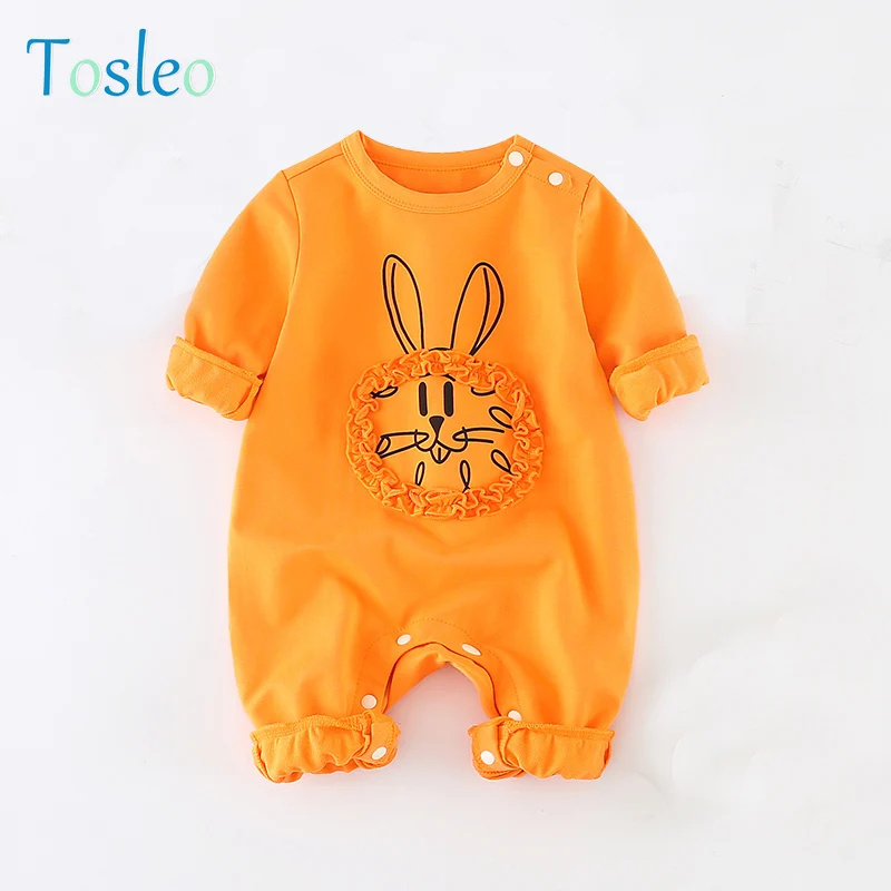 

2018 Baby Rompers Spring Jumpsuit Children Baby Girl Clothes Animals Pullover Full Sleeve Cotton New Born Baby Clothes Yellow