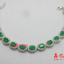 Стерлинговое Серебро 925 пробы с натуральным Изумрудный браслет