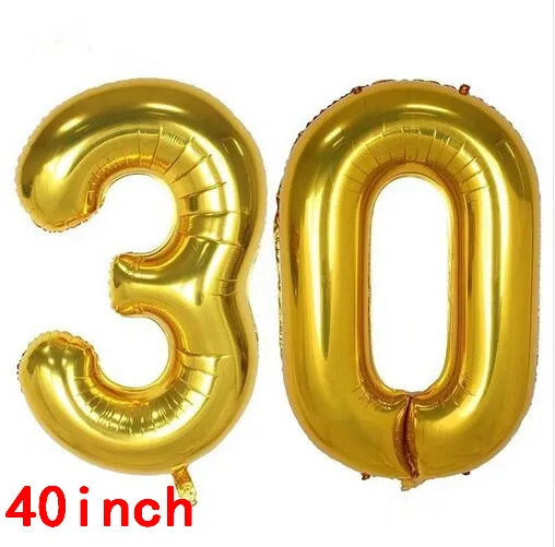 Розовое золото с днем рождения воздушный шар "Конфетти" надувной шар украшения на день рождения 18 21 30 40 50 юбилей вечерние сувениры - Цвет: 40inch Gold 30