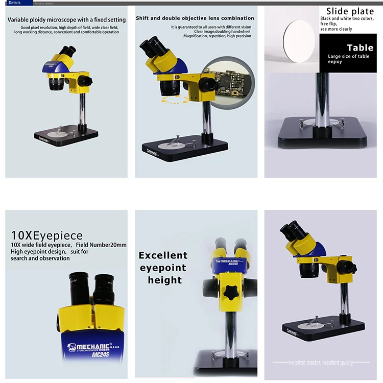 Zoom Stereo 5X- 160X Binocular Mobile Phone Stereo Microscope Stereoscope With 0.5X/1.5X/2X Objective MECHANIC MC24S-B1