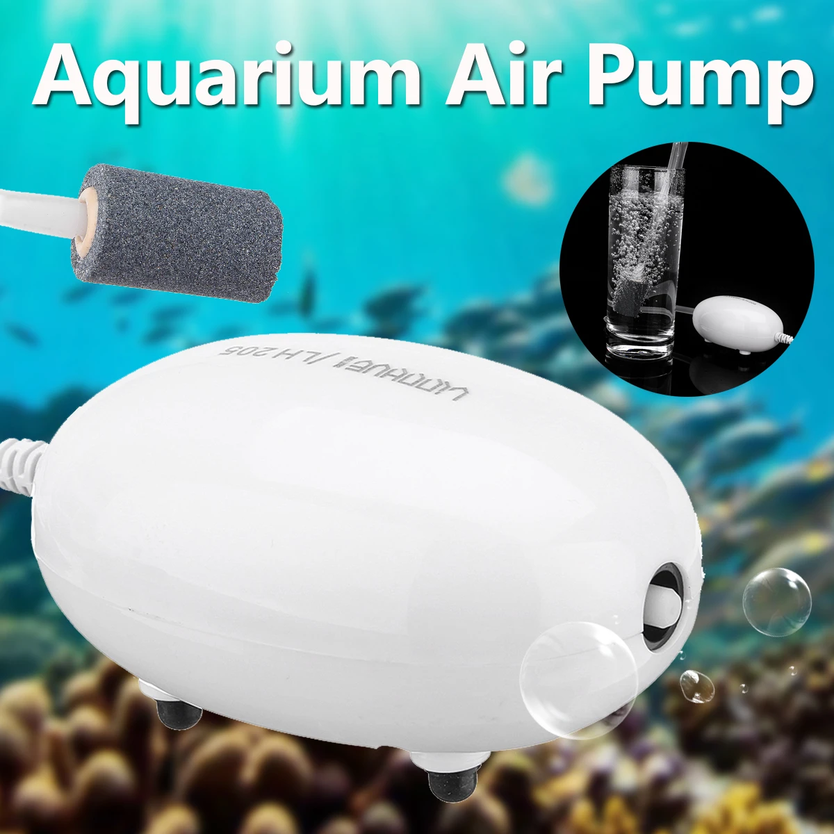 5W Silent Aquarium Air Pump Fish Tank Oxygen Air Compressor Aerator