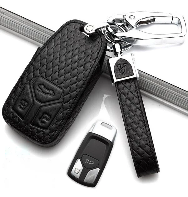 Genuine Leather Car Key Case For Audi A4L A5 Q5L Q7 TT Smart Key Holder