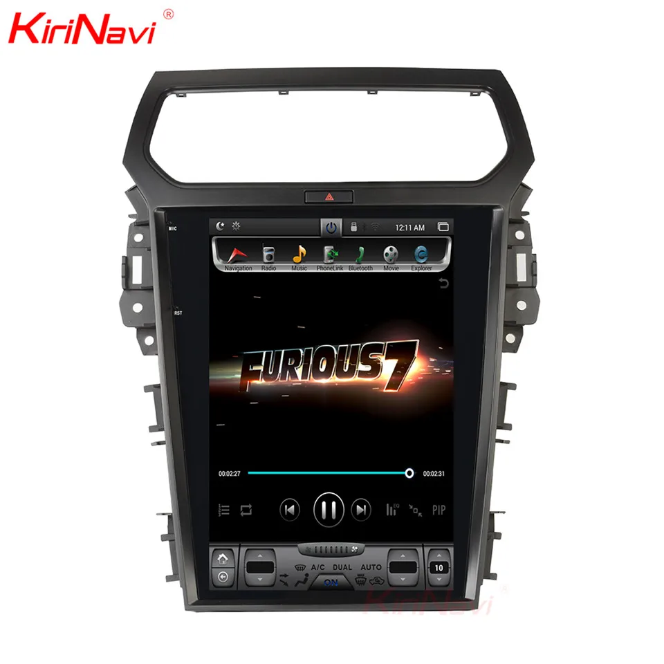 Best KiriNavi Vertical Screen Tesla Style Android 7.1 12.1inch Car DVD Player For Ford Explorer Radio Gps Navigation Multimedia WIFI 2