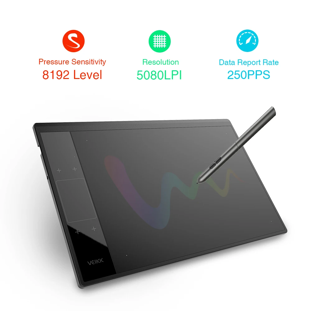  Tableta de dibujo veekk A30 10x6 pulgadas área activa grande tabletas gráficas de dibujo Digital co