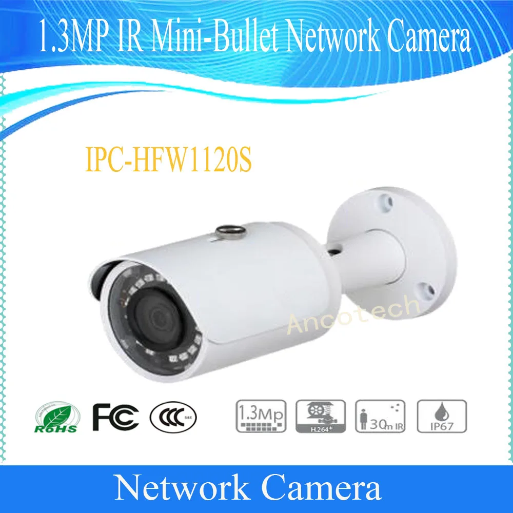 

Free Shipping DAHUA 1.3MP Small Fixed IR Bullet IP Camera IP67 with POE Original English Version without Logo IPC-HFW1120S