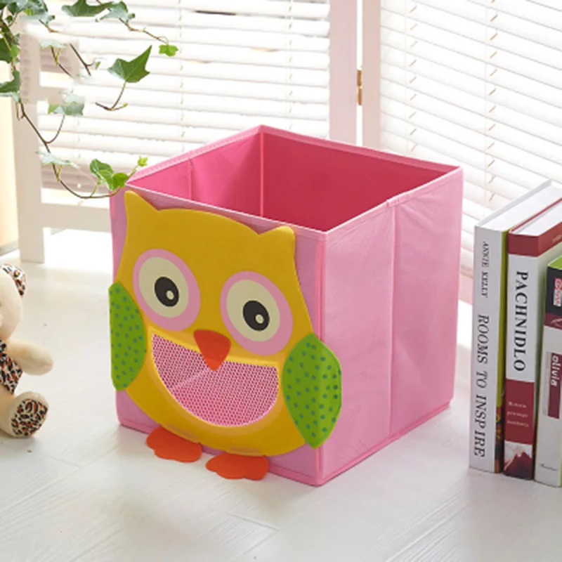 MICCK 3D мультфильм животных вышивка складной ящик для хранения Одежда Шкаф контейнер для хранения, ящики книга малыш игрушечные лошадки дома Организатор - Цвет: Owl