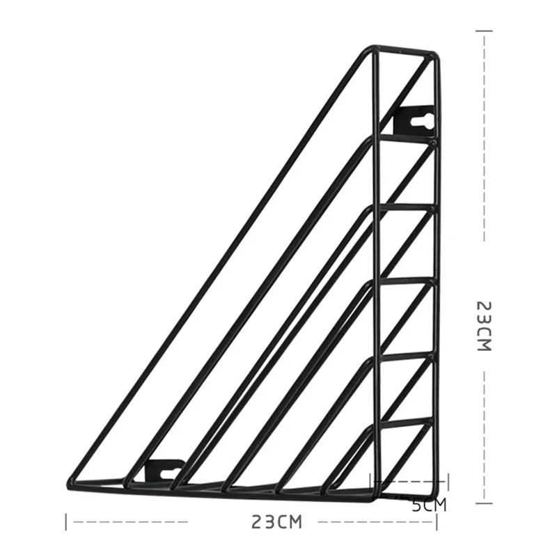 Металлический органайзер полка для стены органайзер для журналов золото стеллаж для выставки товаров газета книжная держатель треугольной формы для хранения стеллажи для выставки товаров декоративная подставка - Цвет: Черный