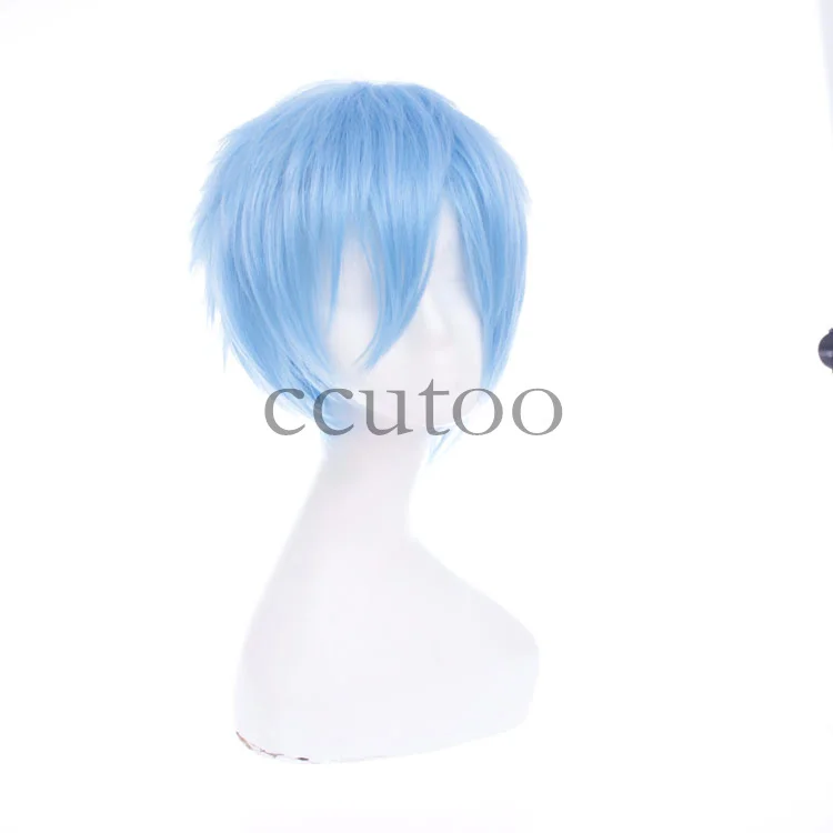 Ccutoo 30 см/1" Vocaloid Kaito темно-синего цвета с короткими аксессуар для волос пушистой цветок синтетический парик для студенческой вечеринки теплостойкое волокно