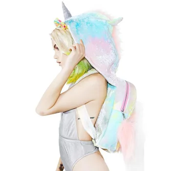 Kawaii Unicorn Hooded Backpack 2