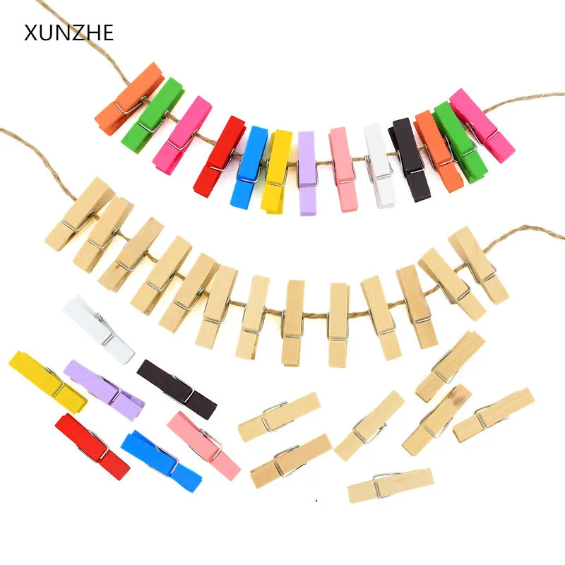 

XUNZHE Clothespin 20 Pcs 3.5 cm multicolor Mini Clips Miniature Photo Wood Peg Paper Pin Closet Craft Clips Wood Supplies