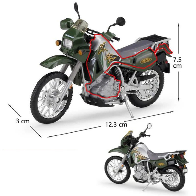 1:18 Масштаб сплав Kawasaki KLR 650 мотоцикл, отлитый под давлением гоночные велосипеды уличная мотоциклетная игрушка для детей Коллекция игрушек дисплей