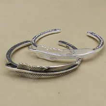 Ретро тайский серебряный такахаши Горо ручной работы перо ювелирные изделия открытые S925 стерлингового серебра Для мужчин и Для женщин подарок на день рождения