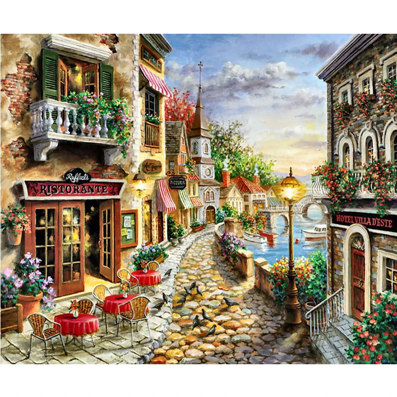 

Craft Needlework Diy Handicrafts City Landscape Diamond Painting Street Painting Diamond Embroidery Drill Mosaic Picture