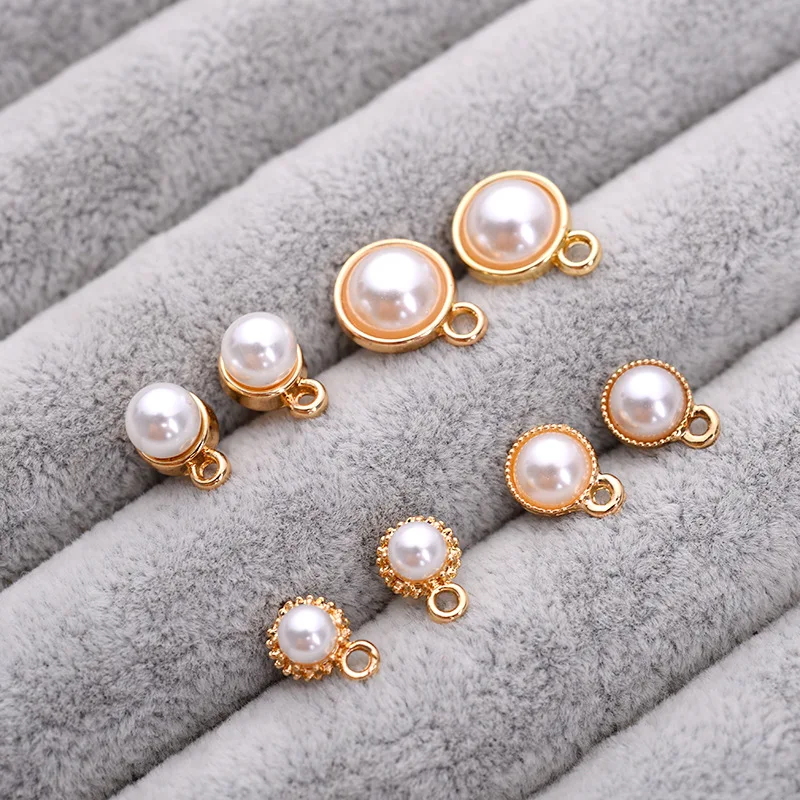 

SEA MEW 40 PCS Fashion Metal Alloy Gold Imitation Pearl Stud Earring Base Settings With a Loop For Jewelry Making