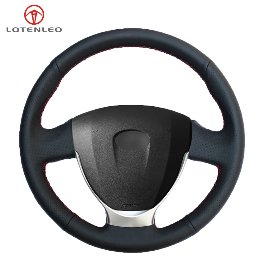 

LQTENLEO Black PU Artificial Leather Hand-stitched Car Steering Wheel Cover for Lada Priora New 2014-2017