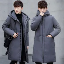 M-3XL зимний мужской Новое поступление негабаритных пальто толстая куртка мужская с капюшоном пуховое хлопковое пальто, длинная куртка-парка Mujer длинный пуховик