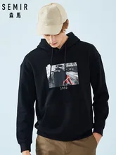 SEMIR Men Cotton Print Hooded Sweatshirt Men's Pullover Hoodie with Kangaroo Pocket Sweatshirt with Drawstring Hood Fashion SEMIR Men Cotton Print Hooded Sweatshirt Men's Pullover Hoodie with Kangaroo Pocket Sweatshirt with Drawstring Hood Fashion